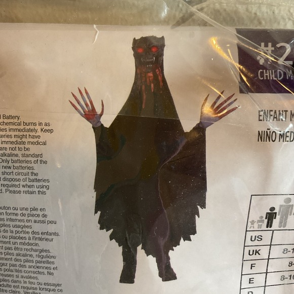 New Illusion Ghoul Halloween Costume Child Size M‎ (8-10) Eyes Light Up! - Picture 6 of 9